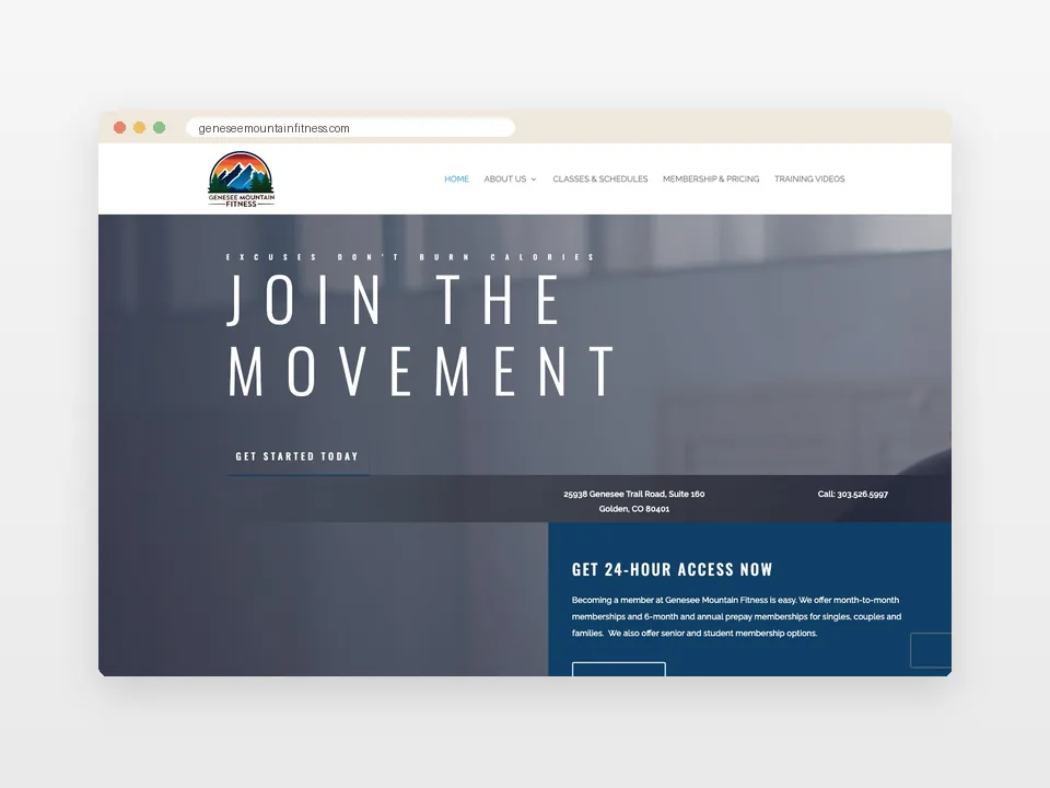 Genesee Mountain Fitness website