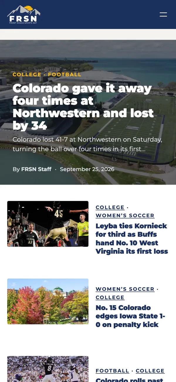 Front Range Sports Net (mobile) website